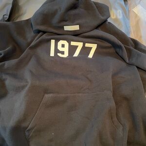 Essentials Black Hoodie with 1977 Print